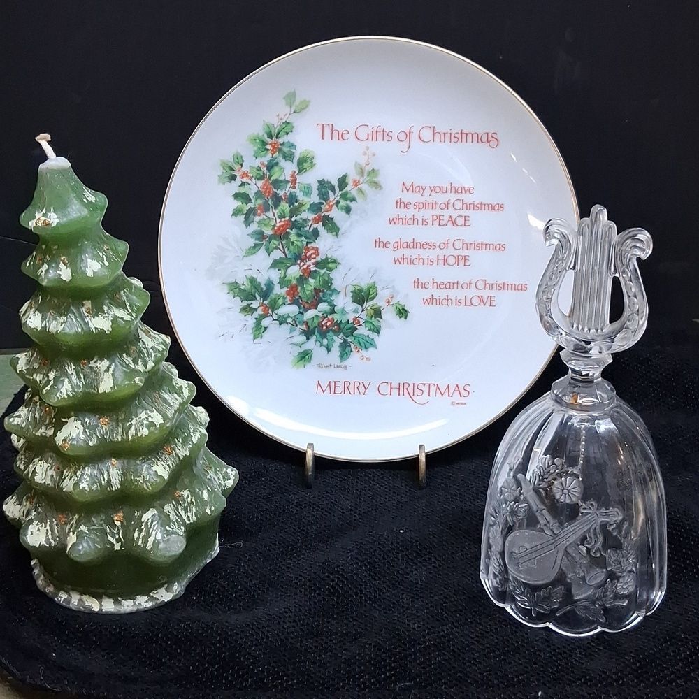 Robert Laessig Christmas plate‎ "The Gifts of Christmas", Bell, &  vtg. Candle